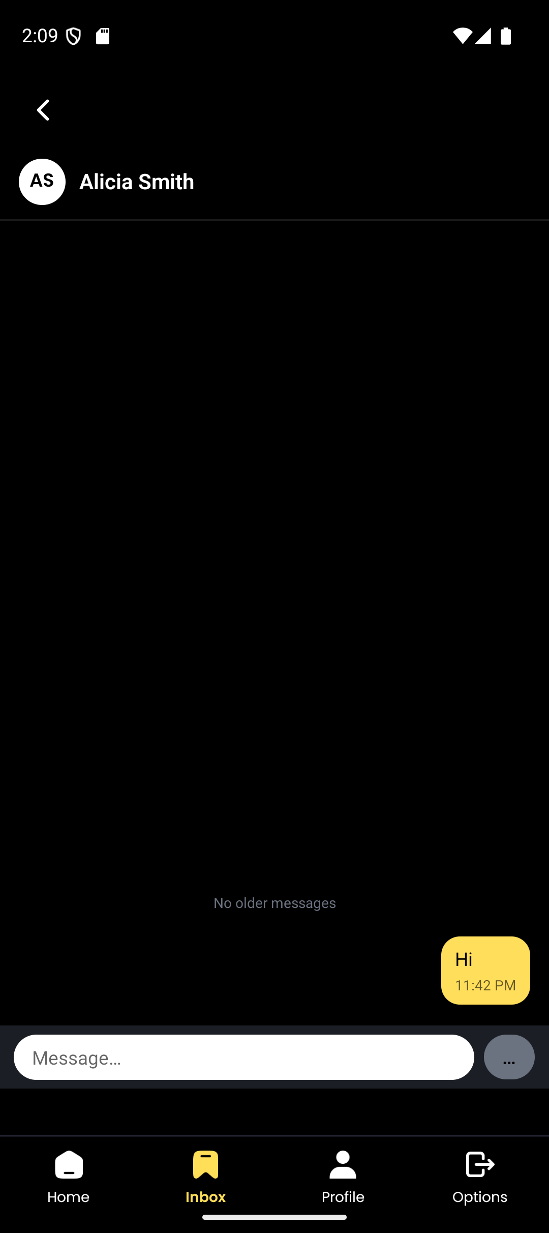 Employer chat thread with a candidate inside the messaging interface