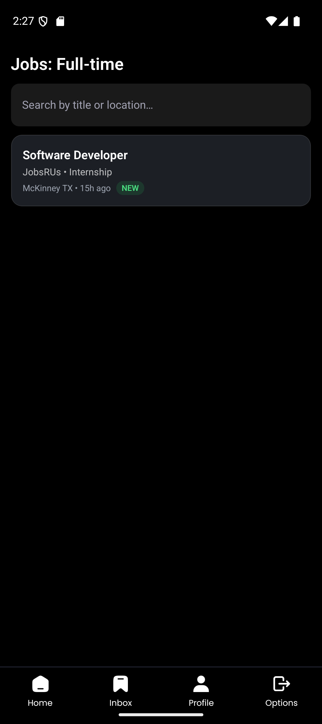Applicant job filters screen showing options like location, role type, and remote status
