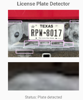 Screenshot of static image plate detection